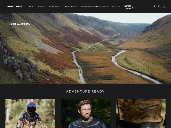 Richa USA storefront with brand hero and Adventure Ready collection